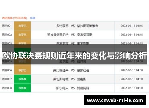 欧协联决赛规则近年来的变化与影响分析
