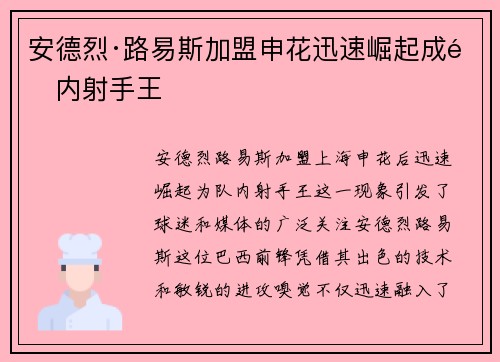 安德烈·路易斯加盟申花迅速崛起成队内射手王